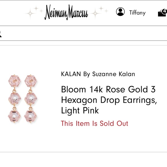 Suzanne Kalan Bloom 14k Rose Gold 3 Hexagon Drop Earrings - Light Pink - Picture 10 of 11